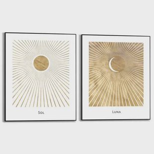 Reinders - Sun and Moon - Schilderijen set 2x 50x40cm Zwart