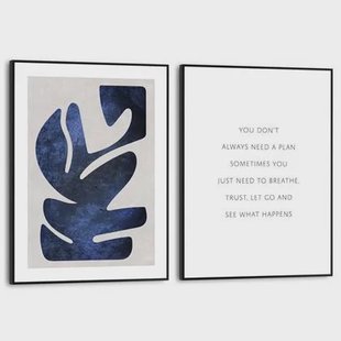 Reinders - Blue Organic - Schilderijen set 2x 40x30cm Zwart