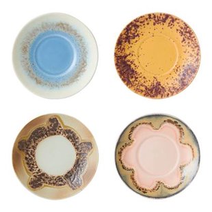 HKliving 70&apos;s Ceramics Schotels - Set van 4 - Ocean