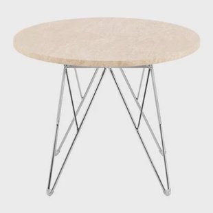 by fonQ Webby Bijzettafel Ø 55 cm - Crème / Chroom