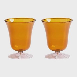 &k amsterdam Eve Waterglazen - Amber - Set van 2