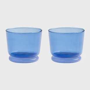 &k amsterdam Dew Waterglazen - Blauw - Set van 2