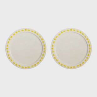 &k amsterdam Folk Bord Ø 27,5 cm - Geel - Set van 2