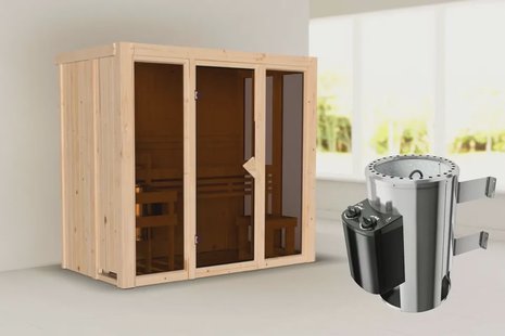 Karibu | Irava 2 Sauna | Kachel 3,6 kW Geïntegreerde Bediening