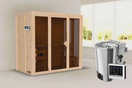 Karibu | Irava 2 Sauna | Biokachel 3,6 kW Externe Bediening