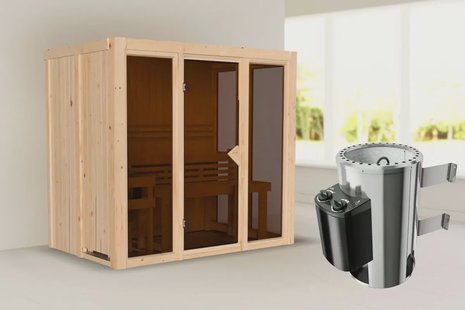 Karibu | Irava 3 Sauna | Kachel 3,6 kW Geïntegreerde Bediening