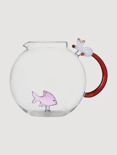 Handgemaakte karaf Tabby Cat van borosilicaatglas, 2.4 L