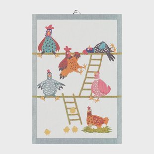 Ekelund Linneväveri Kippenhok keukenhanddoek 35x50 cm Multi