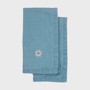 Sagaform Eden denim theedoek 50x70 cm 2-pack Blauw