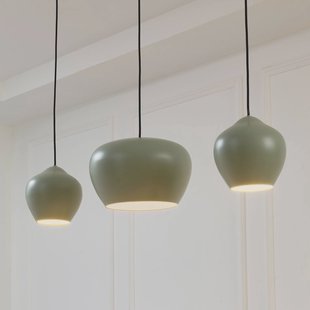 Lucande hanglamp Malisa, groen, 3-lamps, metaal, lengte 90cm