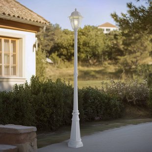 Lindby buitenlamp Edana, 211 cm, wit, metaal, E27, IP44