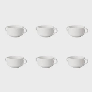 Mammoet - Budgetline - Soepkom - 6 stuks - 30 cl - Wit - Porselein