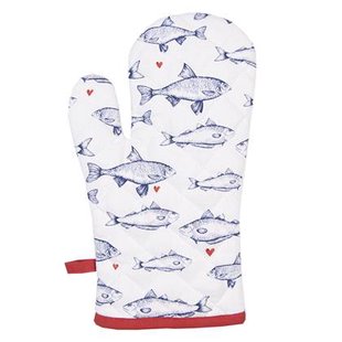 Clayre & Eef Ovenwant 18x30 cm Wit Blauw Katoen Vissen Ovenhandschoen Clayre & Eef Ovenwant 18x30 cm Wit Blauw Katoen Vissen Ovenhandschoen