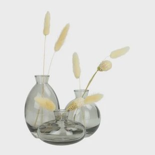 QUVIO Vazen set van 3 - Glas - Donkergrijs