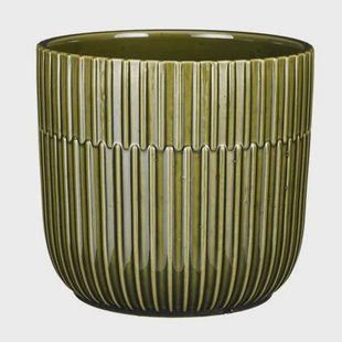 Mica Decorations - Plantenpot - groen - stripes - D17,5 x H16 cm Mica Decorations - Plantenpot - groen - stripes - D17,5 x H16 cm