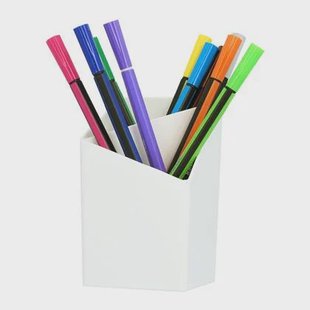 QUVIO Pennenbakje met 2 vakken - Plastic - Wit