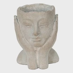 Clayre & Eef Bloempot Hoofd 13x13x18 cm Grijs Steen Bloempot binnen Clayre & Eef Bloempot Hoofd 13x13x18 cm Grijs Steen Bloempot binnen