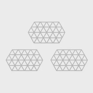 Krumble Siliconen pannenonderzetter Hexagon lang - Grijs - Set van 3