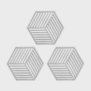 Krumble Pannenonderzetter Hexagon - Grijs - Set van 3