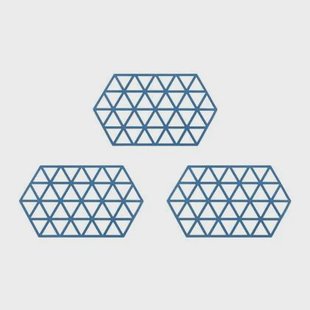 Krumble Siliconen pannenonderzetter Hexagon lang - Blauw - Set van 3