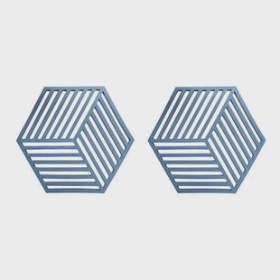 Krumble Pannenonderzetter Hexagon - Blauw - Set van 2 Krumble Pannenonderzetter Hexagon - Blauw - Set van 2