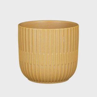Mica Decorations - Plantenpot - okergeel - stripes - D12.5xH11 cm Mica Decorations - Plantenpot - okergeel - stripes - D12.5xH11 cm