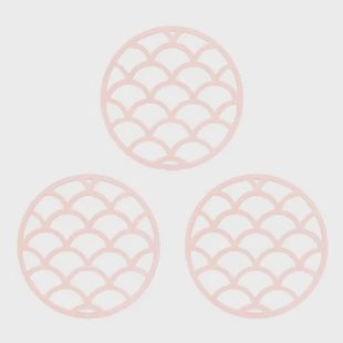 Krumble Pannenonderzetter met schubben patroon - Roze - Set van 3