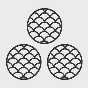 Krumble Pannenonderzetter met schubben patroon - Zwart - Set van 3