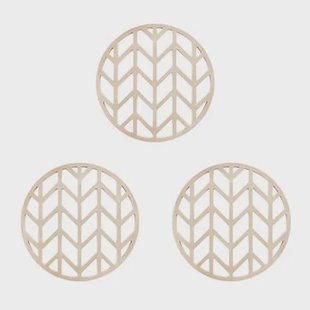 Krumble Pannenonderzetter met pijlen patroon - Beige - Set van 3
