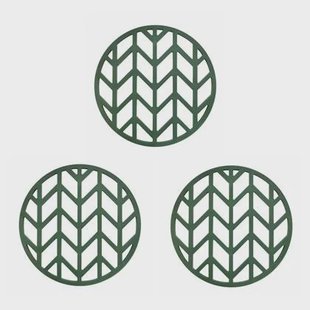 Krumble Pannenonderzetter met pijlen patroon - Groen - Set van 3