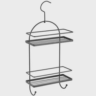 MSV doucherekje hangend - 2-laags - zwart - metaal - H50 cm