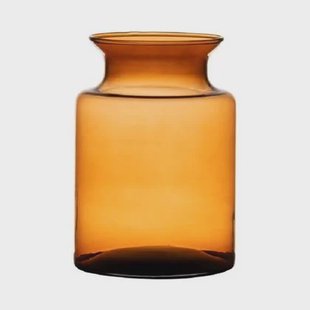 Hakbijl Glass melkbus vaas - amber - glas - D14 x H20 cm
