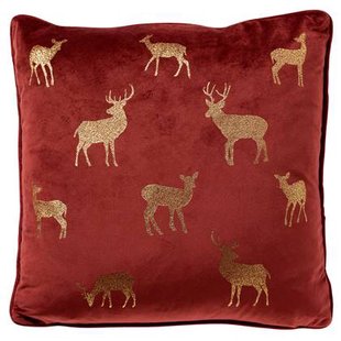 Deer - Kerst sierkussen - 45x45 cm, rood