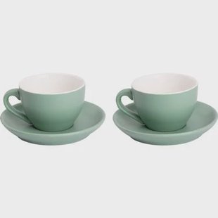 Palmer Cappuccinokop en schotel Colors 18 cl 14 cm Groen 2 stuk(s)
