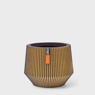 Capi Europe Vaas cilinder geo Groove Black & Gold - 9x8 - Goud Capi Europe Vaas cilinder geo Groove Black & Gold - 9x8 - Goud
