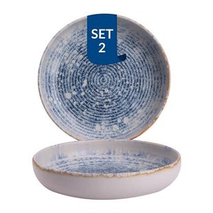 James Cooke - Azure Vintage - Bord diep - 2 stuks -22 cm - Blauw|Wit