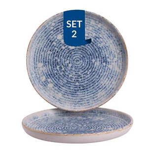 James Cooke - Azure Vintage - Bord - 2 stuks - ø 22 cm - Blauw|Wit