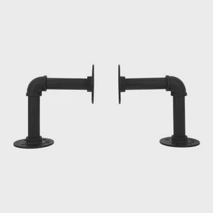 QUVIO Boekenstandaard industrieel - Metaal - Zwart - 1 Paar