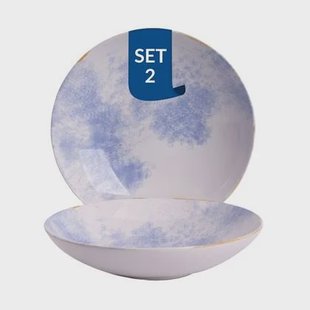 James Cooke - Clouded Charm - Bord diep - 2 stuks - 22 cm - Wit|Blauw