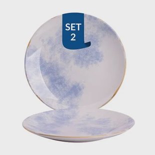 James Cooke - Clouded Charm - Bord - 2 stuks - ø 21 cm - Wit|Blauw