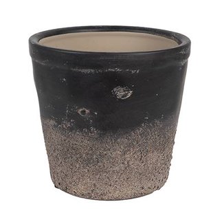Clayre & Eef Bloempot Binnen Ø 15x14 cm Zwart Bruin Keramiek Clayre & Eef Bloempot Binnen Ø 15x14 cm Zwart Bruin Keramiek