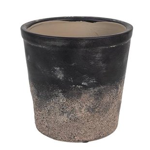 Clayre & Eef Bloempot Binnen Ø 17x16 cm Zwart Bruin Keramiek Clayre & Eef Bloempot Binnen Ø 17x16 cm Zwart Bruin Keramiek