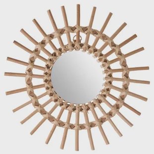 Atmosphera Wandspiegel - rond - rotan - D30 cm - bohemian spiegel