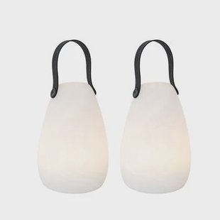 QAZQA Set van 2 tafellampen wit RGBW oplaadbaar IP54 - Pion