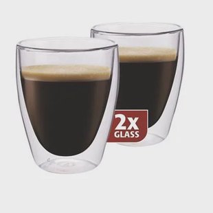 Koffieglazen Dubbelwandig, set van 2 - Maxxo