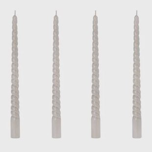 RIVERDALE - Dinerkaarsen - lichtgrijs Gedraaide kaarsen set van 4