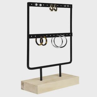 LYVION Oorbellenrekje op hout - Zwart en bruin