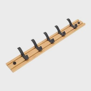 QUVIO Kapstok Bamboo verschuifbare haken hout