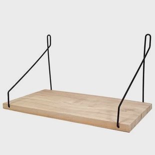 QUVIO Wandrekje van hout en staal - Bruin en zwart