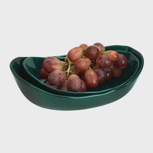 Krumble Serveerschaal - Set van 2 - Keramiek - Donkergroen